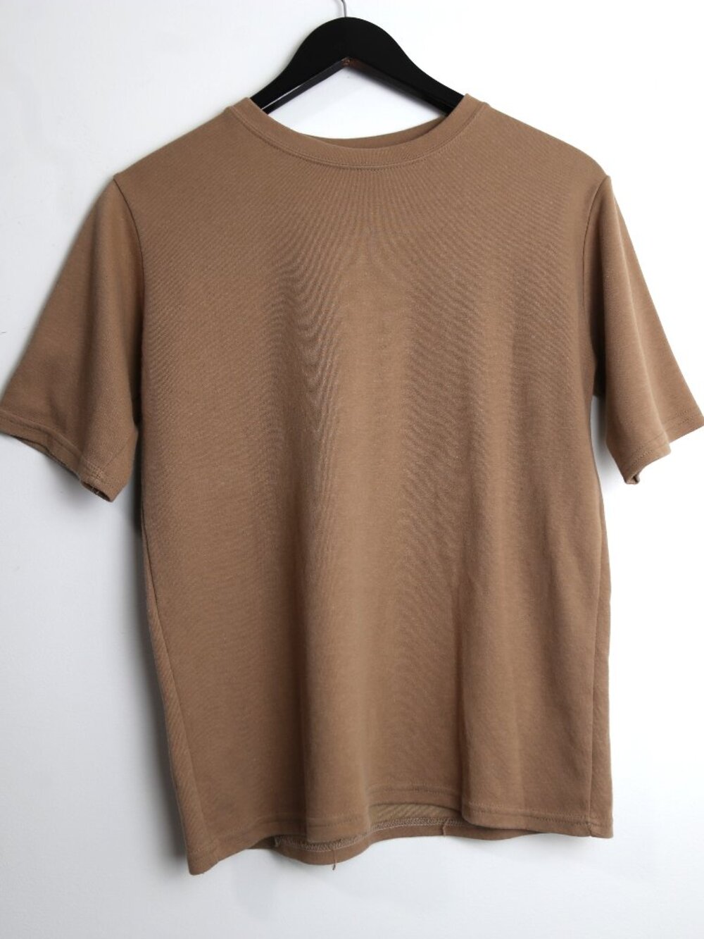 Basic Beige Crew Neck Short Sleeve T-shirt Women's Size Small